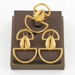 Ensemble de bijoux plaqués or pour dames, boucles d&rsquo;oreilles à crochet exquis, bague de doigt, cadeaux pour les travailleurs de la fête, 03/Wear