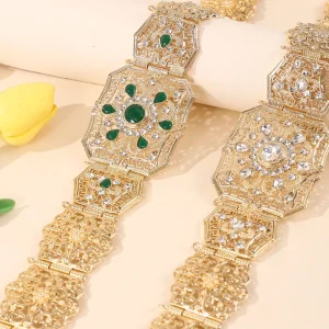 Bijoux de mariage marocain, ceinture de Robe pour femmes, chaîne de taille ajourée en cristal, cadeau de fête de mariée, longue chaîne de corps réglable Bijoux de mariage marocain, ceinture de Robe pour femmes, chaîne de taille ajourée en cristal, cadeau de fête de mariée, longue chaîne de corps réglable