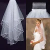 voile de mariage court en tulle avec peigne, voile de mariée blanc ivoire à deux couches pour mariée, accessoires de mariage