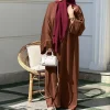 abaya en satin pour femme musulmane, robe Éducative, kaftan noir islamique, vêtement modeste pour ramadan, dubaï
