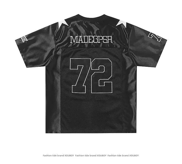 hommes jersey t shirt y2k vintage brodé Étoile patchwork sport t shirt homme hip hop harajuku décontracté séchage rapide urbain col en v haut