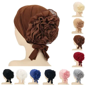 Turban intérieur à grande fleur pour femmes musulmanes, hijab, bonnet pour cancer, chimio, écharpe pré-nouée, vêtements de sauna, enveloppement de sauna, accessoires pour cheveux Turban intérieur à grande fleur pour femmes musulmanes, hijab, bonnet pour cancer, chimio, écharpe pré-nouée, vêtements de sauna, enveloppement de sauna, accessoires pour cheveux