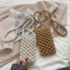 Petit sac à bandoulière pour téléphone pour femmes, couleur unie, tissé ajouré au Crochet, léger tressé, sac à main à bandoulière Petit sac à bandoulière pour téléphone pour femmes, couleur unie, tissé ajouré au Crochet, léger tressé, sac à main à bandoulière