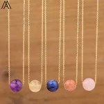 Collier pendentif sphère en cristal rose pour femme, bijoux minimalistes, collier en or, fête d&rsquo;anniversaire, mode féminine