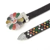 ceinture de luxe en strass colorés, brillant et éblouissant, mode punk hip hop, boucle rotative, style de rue européen