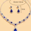 ensemble de 3 colliers gouttelettes de cristal pour femmes, avec boucles d'oreilles, accessoires pour robe de soirée de mariage