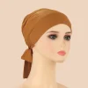 bonnets doublés en satin pour femmes musulmanes, hijab intérieur à lacets, enveloppes de sauna, casquettes turban décontractées, sous écharpe, document solide, arabe, islamique