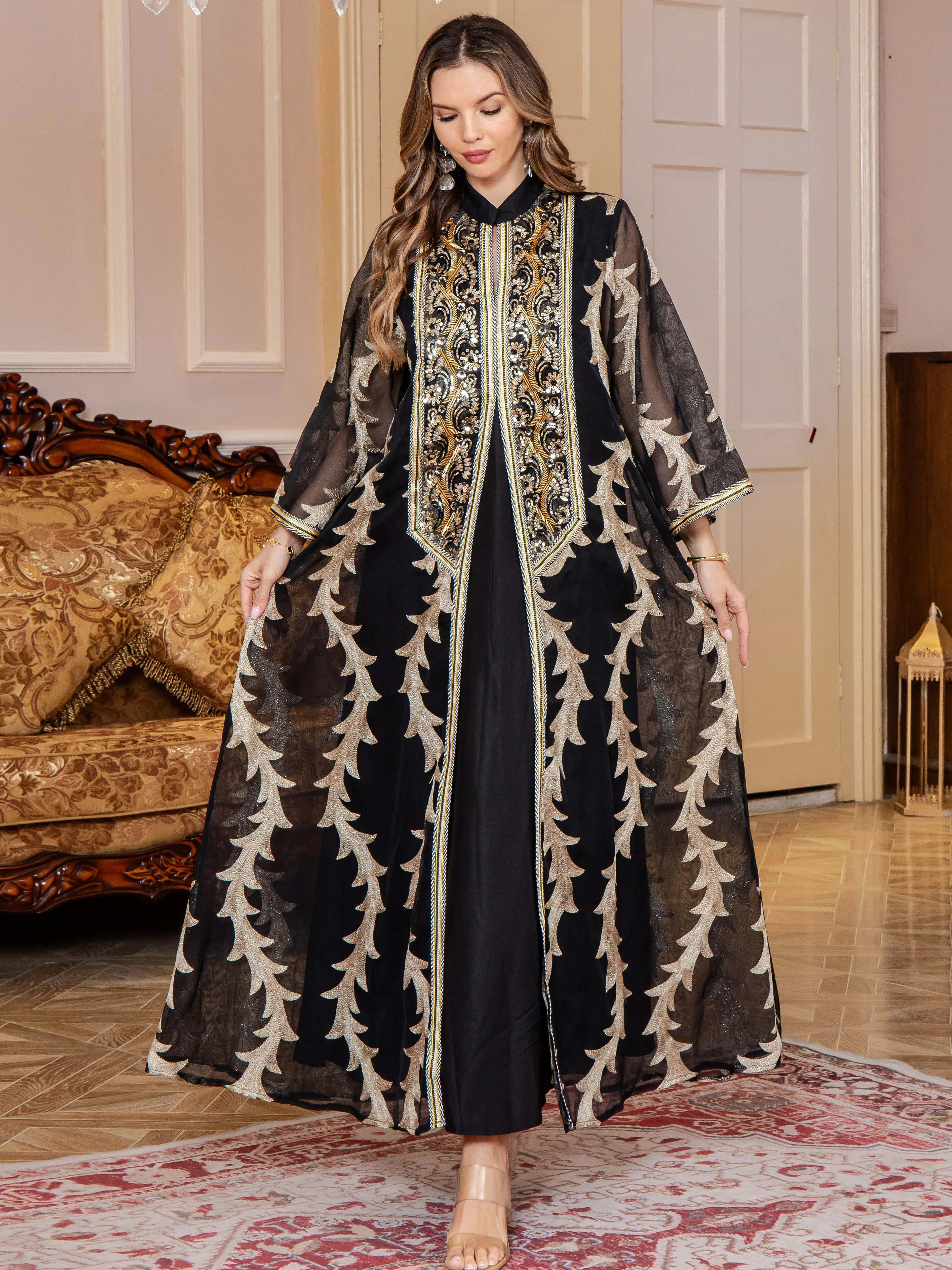 Nouvelle robe à paillettes, ensemble deux pièces musulman pur élégant haut de gamme du moyen-orient, Design à la mode et confortable, adapté pour Da
