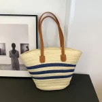 Sac à main à rayures pour femmes, fourre-tout pour documents d&rsquo;abonnés, crochet, plage, grande capacité, simple initié, été 03