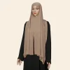 Foulard Hijab Instantané Modal Doux pour Femme, Châles Ronds Musulmans, Bande d&rsquo;Accélérsauna à la Mode, Facile à vitation, Ethnique Islam Turban