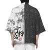 kimono unisexe noir et blanc, cosplay samouraï, hauts tendance, cardigan décontracté, costume yukata, streetwear japonais, vêtements traditionnels