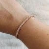 bracelet de tennis en or rose pour femme, étincelles, bijoux faits à la main, cadeau d'amis mignons, h017, 1.5x3mm