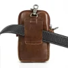 0716 0715 sac de taille pour hommes, sac pour téléphone portable, sac à dos à bandoulière rétro en cuir ciré à l'huile de grande capacité pour l'extérieur