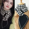 femmes tricoté écharpe automne hiver épais chaud double tricot écharpe instantanée mode plaid coudé foulards extérieur triangle cou écharpe