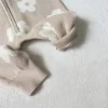 combinaison à capuche pour bébé fille, vêtements pour tout petits, barboteuse en tricot à manches longues, pull imprimé floral pour nouveau né, nouvelle collection automne 2025