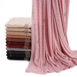 Hijab en Jersey strass pour femmes, or, argent, diamant, Double couture, foulard musulman, doux et respirant, enveloppe Eid Ramadan