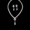 collier de perles élégant, boucles d'oreilles avec diamant, pendentif creux incrusté, bijoux classiques, cadeau pour mariées, mariage et occasions formelles