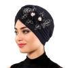 bonnet turban fleur 3d brillant pour femme, écharpe musulmane, hijabs, casquettes de fête de mariage, bonnet plissé, enveloppement de sauna, accessoires pour cheveux, nouveau