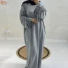 uni nouveau abaya 2025 islamique femmes vêtements modeste abaya femmes robe musulmane fermé abaya dubaï froncé cordon manches