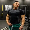 t shirt de sport, vêtements de sport réglables pour hommes, haute élasticité, séchage rapide, vêtements de fitness, t shirt de sport à manches courtes pour entraîneur