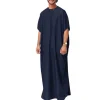 hommes islamique arabe kaftan vintage solide À manches courtes adt rétro robes abaya dubaï moyen orient musulman vêtements s 5xl