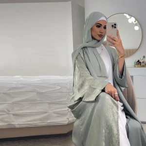 Brillant fête Abaya Ramadan Eid chauve-souris Satin ouvert Kimono dubaï luxe musulman Damen Abayas pour les femmes caftan robe vêtements islamiques Brillant fête Abaya Ramadan Eid chauve-souris Satin ouvert Kimono dubaï luxe musulman Damen Abayas pour les femmes caftan robe vêtements islamiques