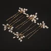 Épingles à cheveux de mariée en perles pour femmes, 5 pièces, accessoires de cheveux de mariage en argent, bijoux faits à la main en or, ornements de fête de mariée