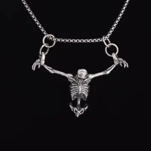 Pendentif tête de mort pour le haut du corps, couleur argent, collier de motard Punk pour hommes, gothique, Alternative, bijoux décontractés