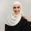 hijab instantané en mousseline de soie pour femmes, avec aimants intégrés, couleur unie, châle facile à porter, enveloppe musulmane avec sous capuchon modal