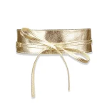 Ceinture Boho pour femmes, nœud papillon en cuir PU, Style Obi, ceinture cintrée, ceinture Corset large dorée pour femmes