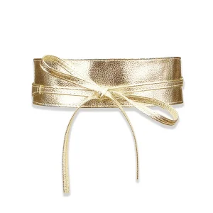 Ceinture Boho pour femmes, nœud papillon en cuir PU, Style Obi, ceinture cintrée, ceinture Corset large dorée pour femmes