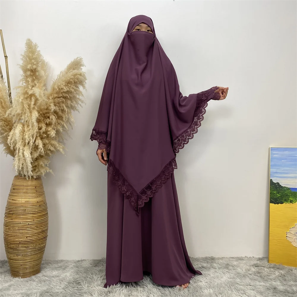 abaya avec tiens imar pour femmes musulmanes, ensemble islamique, hijab de prière, grande taille
