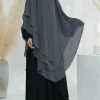eid mousseline de soie gris noir blanc khimar abaya dubaï luxe islam musulman hijab robes pour femmes jilbab kebaya niqab musulmane femme
