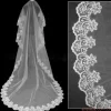 haute qualité visage voile blanc dentelle broderie bord voiles de mariée voiles de mariée mariage 1 couche accessoires de mariée hlts04