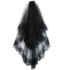 voile de mariée noir deux couches en dentelle, 1 pièce, voile de mariage noir avec peigne, voile de mariée court, costume de cosplay, accessoires pour cheveux