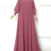 zanzea islamique hijab élégant robes mode musulmane froncé manchette femmes à manches longues maxi robe solide à volants col rond abaya robes