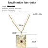 collier pendentif carré arabe pour femmes musulmanes, longue chaîne, couleur or, bijoux de mariage pour mariée turque