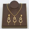 ensemble de bijoux élégants pour femmes, boucles d'oreilles longues en cuivre et collier pendentif, cadeaux de fête des patients, accessoires plaqués or