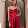 amirah robe de bal épaules dénudées robes de soirée femme robes de soirée élégantes 2025 personnalisé une ligne satin bordeaux rouge bal