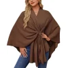 couleur unie manches chauve souris haut manteau style hauts élégant manches chauve souris manteau châle pour les femmes couleur unie mi long pour les dames