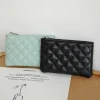 petit porte monnaie en cuir pu pour femme, portefeuilles à fermeture éclair, poudres, imprimé à carreaux, porte monnaie, porte cartes de visite, mini sac à monnaie pour femme