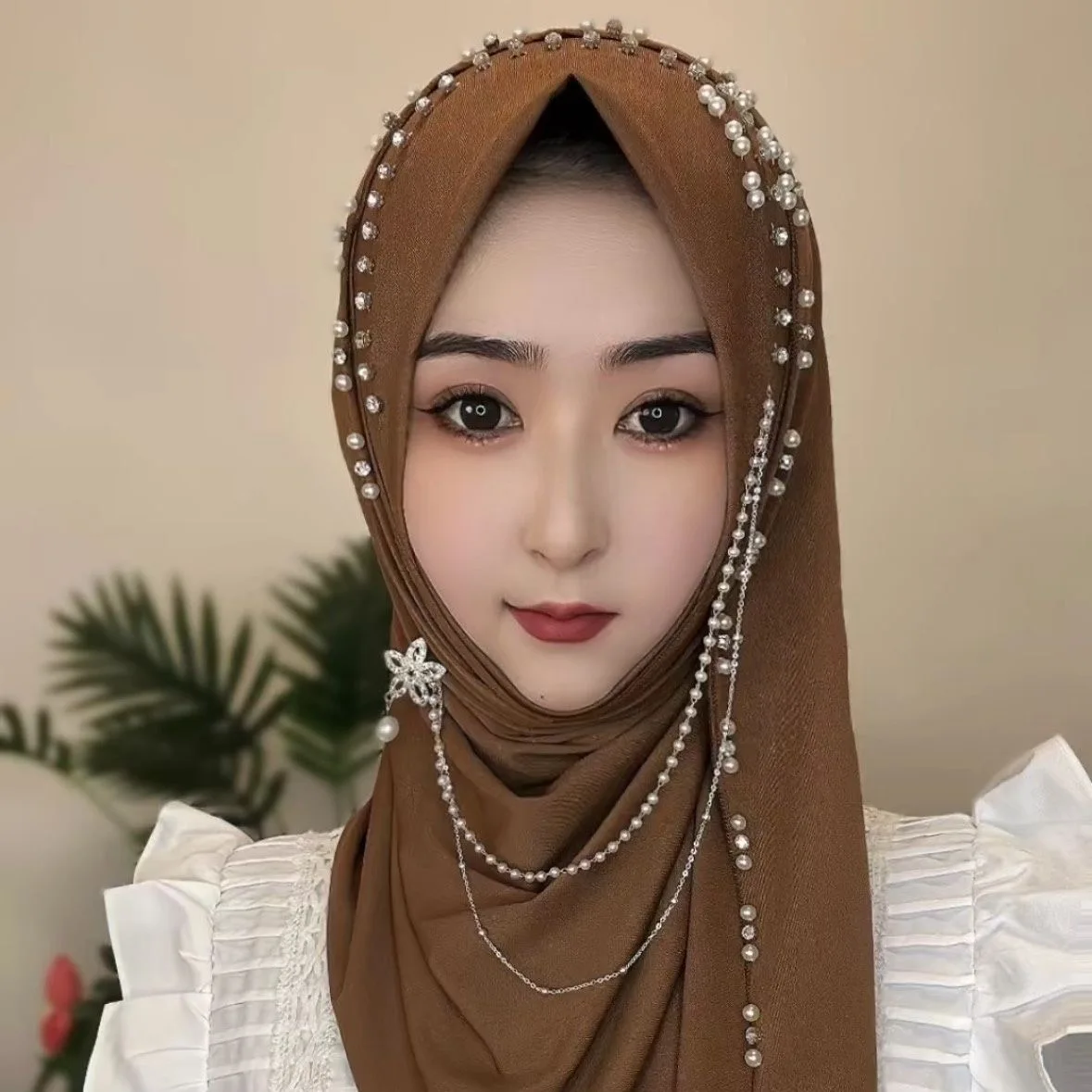 hijab musulman pour femmes musulmanes, châle, écharpe de sauna, glands de luxe, prière malaisienne, kufi, islam, arabie saoudite, mode perle, livraison gratuite, 05280