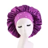 nouvellement satin bonnet de nuit strass bonnet de couchage femmes chapeau nuit soins des cheveux salon douche maquillage bandeau musulman hijab couvre tête