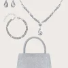 Sac de dîner pour femmes élégant, léger, simple et brillant, associé à des charmants colliers, bracelets et boucles d&rsquo;oreilles en strass, magnifique pochette pour femmes, est un portefeuille parfait pour les fêtes, les mariées et les étudiants Il est un meilleur cadeau pour tout le monde.