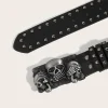 ceinture de crâne punk pour femmes, harajuku gothique y2k, rivets squelette, décoration de main, ceinture en cuir pour hommes et filles, accessoires d'halloween