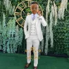 costume beige pour événements formels pour garçons, gilet et pantalon, ensemble classique pour enfants, mariage, danse, fête d'anniversaire, thanksgiving, cadeaux de noël, 3 pièces