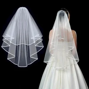 Voile de mariage court en Tulle avec peigne, voile de mariée blanc ivoire à deux couches pour mariée, accessoires de mariage