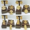 ensemble de bijoux de luxe pour femme, carte africaine, pendentif, documents en or, boucles d'oreilles, manchette, bracelets, bague réglable, cadeaux de mariage, 4 ensembles