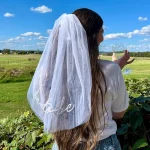 1pc voile de mariage élégant pour douche nuptiale voile de mariage court peigne à cheveux voile pour plage mariage demoiselles d&rsquo;honneur voile