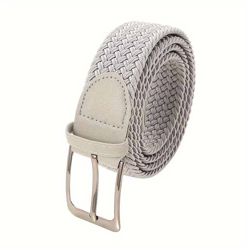 Pas de perçage requis, ceinture unisexe décontractée, ceinture tressée élastique polyvalente de taille multicolore avec fermeture à bouton confortable
